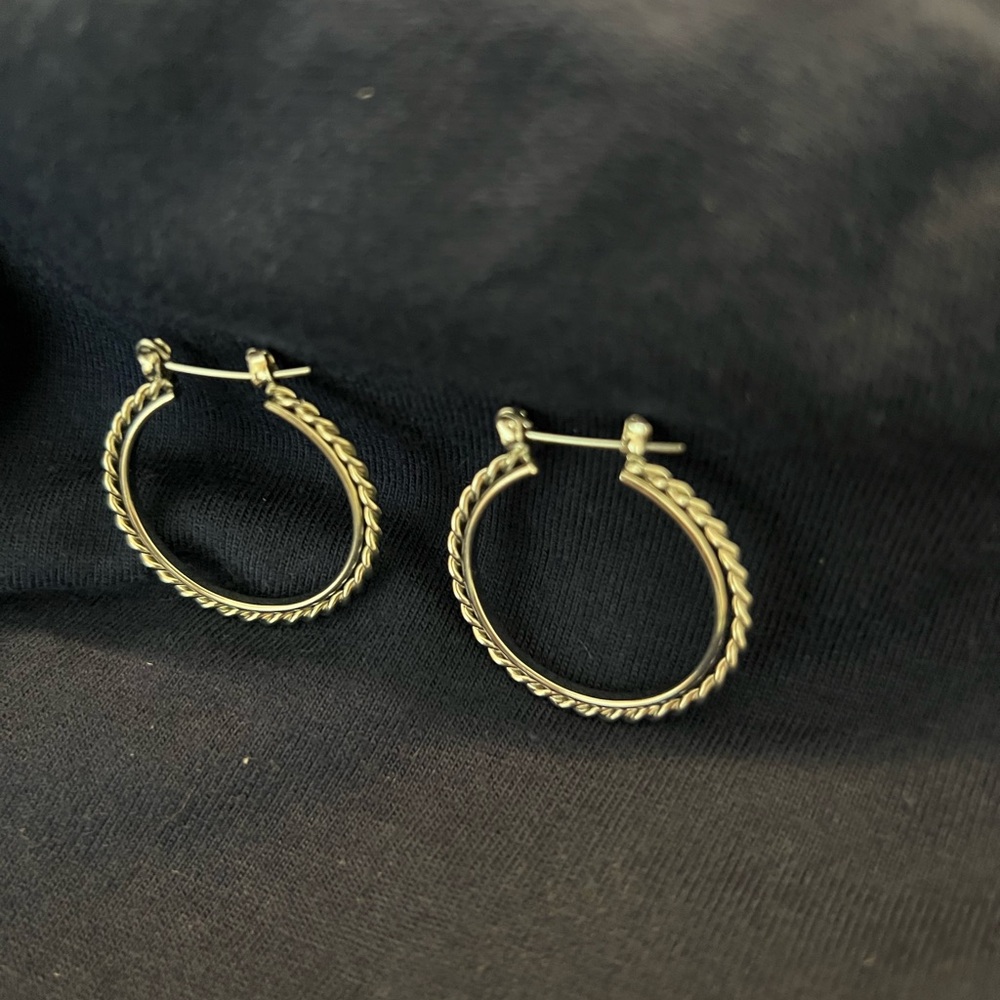 Silver Tone Twisted Hoop Earrings